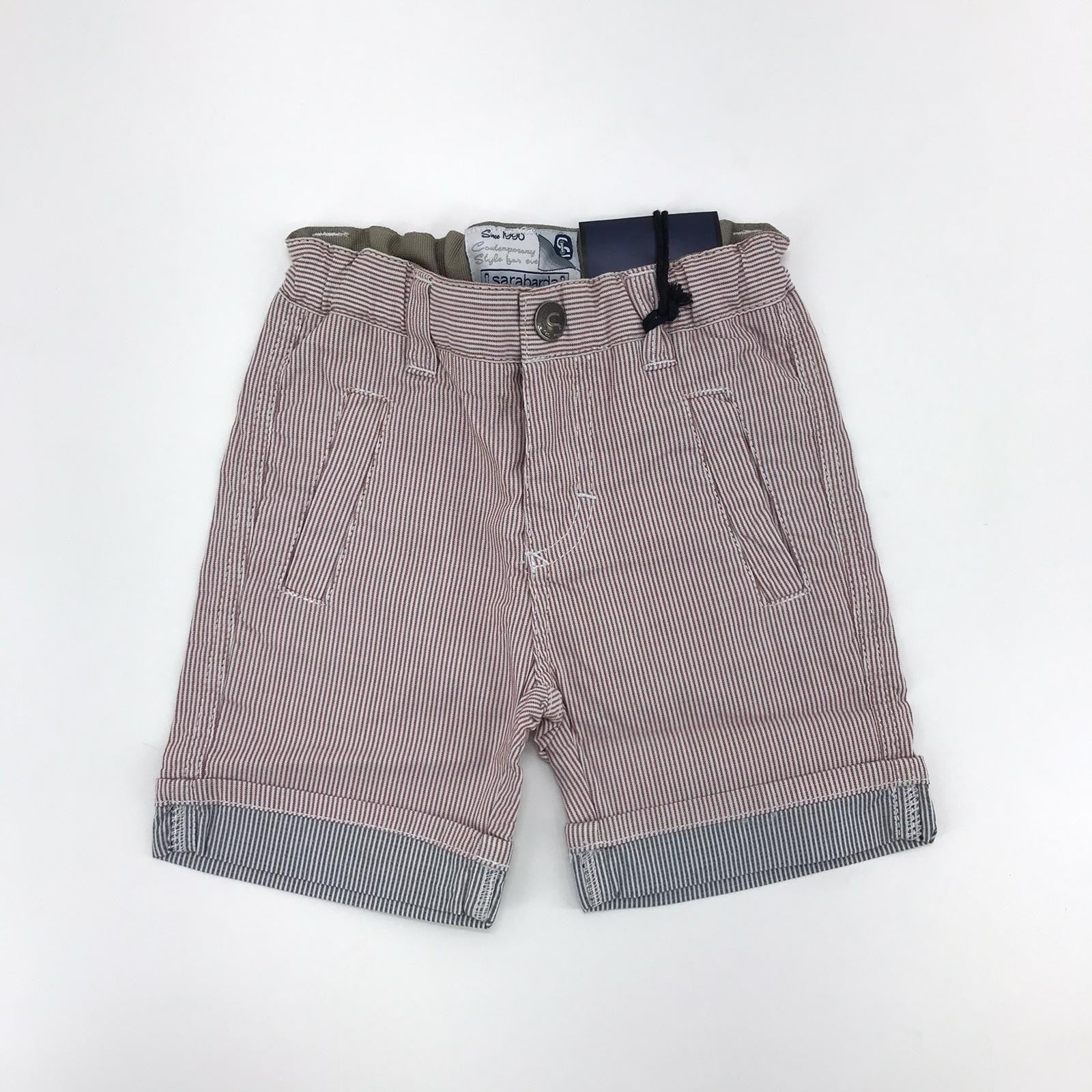 Bermuda In Cotone a Righe Rosso Neonato Sarabanda E532 - SARABANDA - LuxuryKids