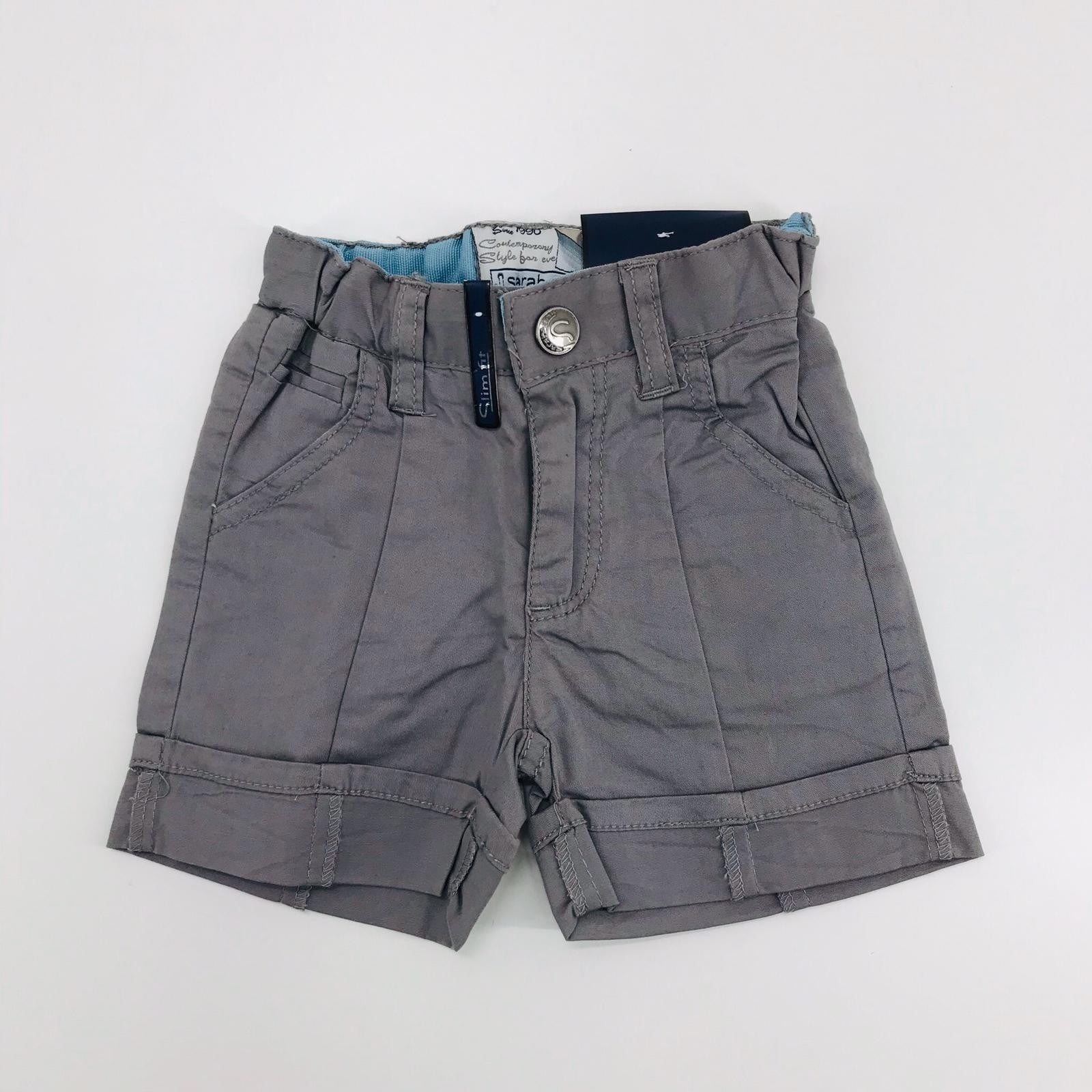 Bermuda In Cotone Grigio in Tinta Unita Neonato Sarabanda E530 - SARABANDA - LuxuryKids