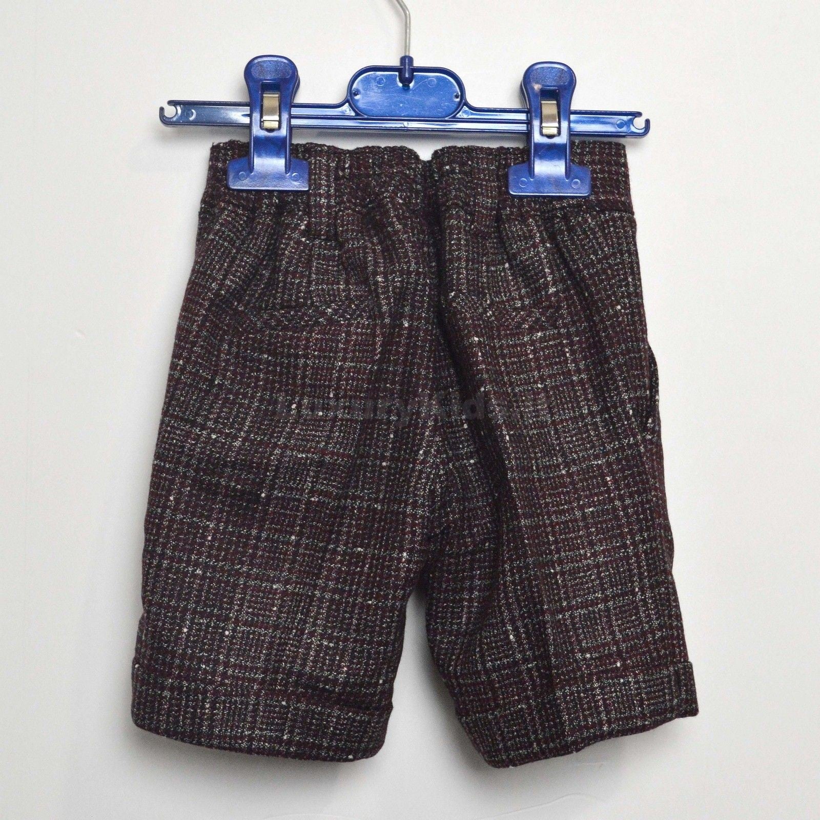 Bermuda in Misto Lana Bordeaux con Effetto a Quadretti Elegante Per Neonato Manuell&Frank MF2004N - MANUELL&FRANK - LuxuryKids