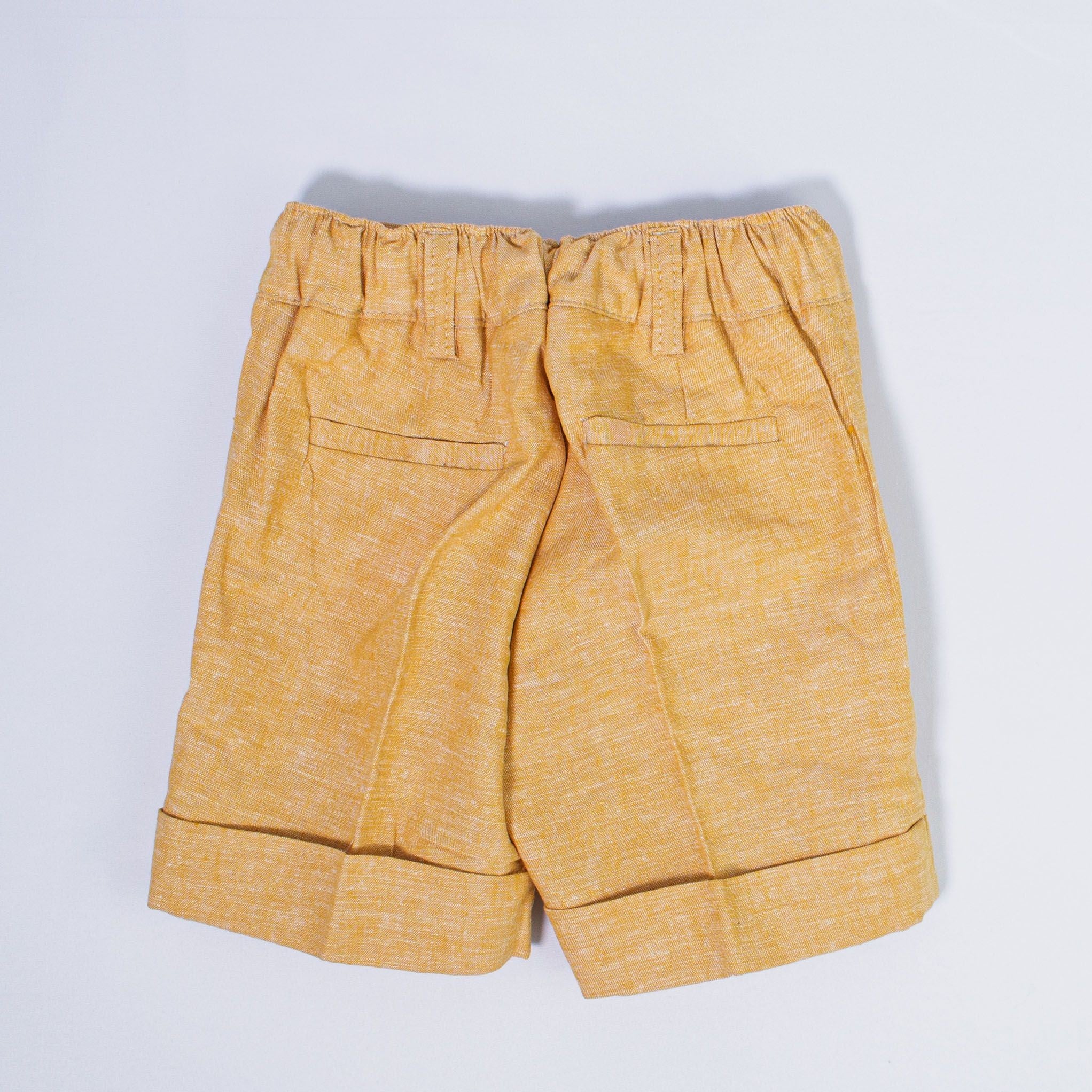 Bermuda In Misto Lino Senape Bambino MANUELL&FRANK MF2161B - MANUELL&FRANK - LuxuryKids