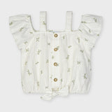 Blusa Corta Con Fiocco Stampata Bianca Bambina MAYORAL 3190 - MAYORAL - LuxuryKids
