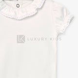 Body A Manica Corta Con Collo Volant In Cotone Neonata Mayoral 1782 - MAYORAL - LuxuryKids