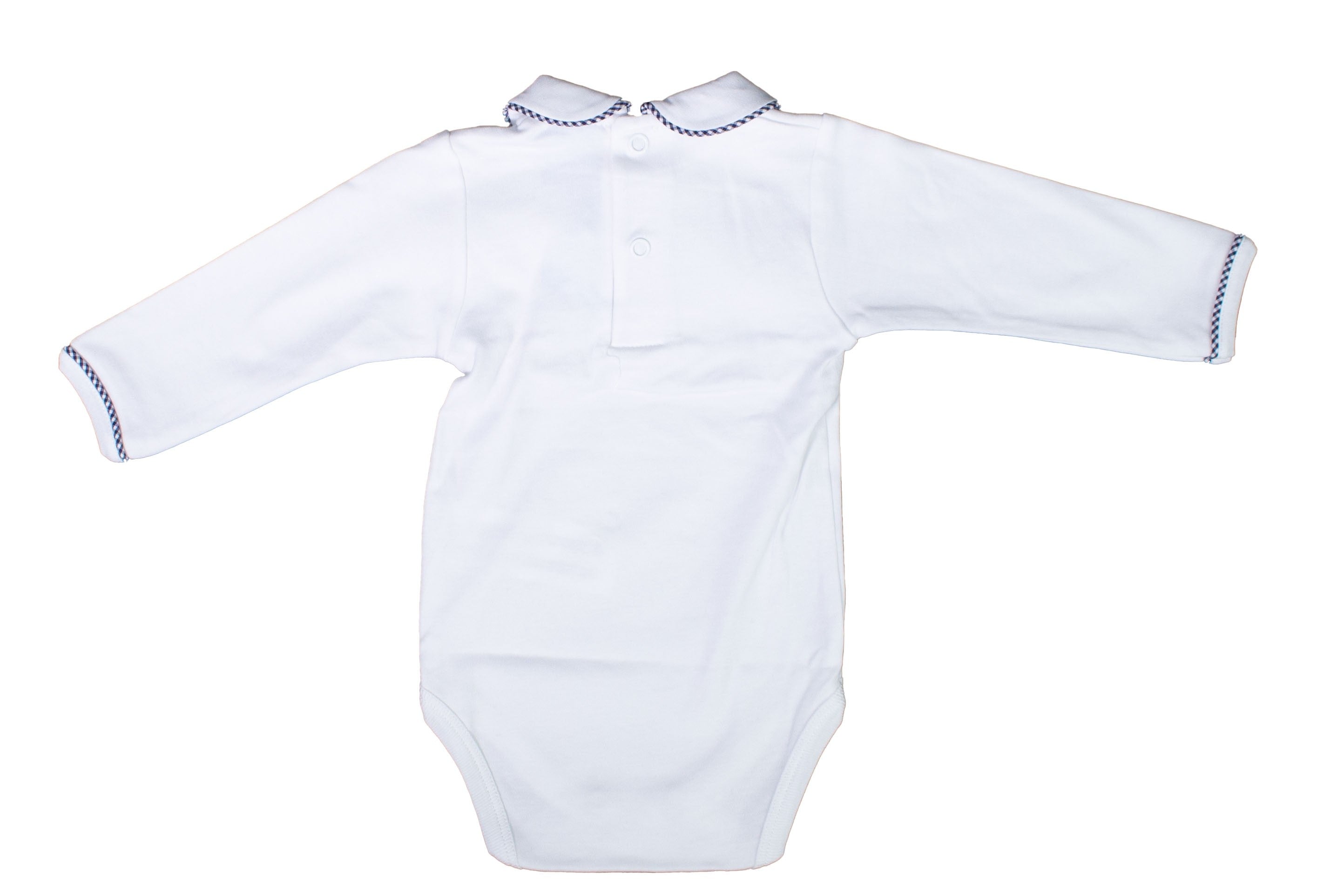 Body Caldo Cotone Con Colletto Bordino Bianco e Blu Neonato SARDON LA461 - SARDON - LuxuryKids
