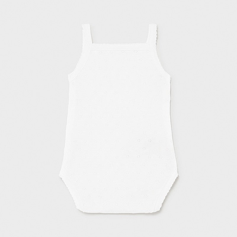 Body Con Bretelle Traforato Basico In Cotone Bianco Neonata MAYORAL 168B - MAYORAL - LuxuryKids