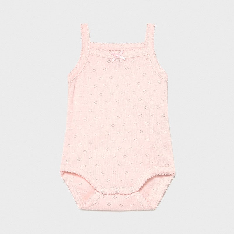 Body Con Bretelle Traforato Basico In Cotone Rosa Neonata MAYORAL 168R - MAYORAL - LuxuryKids