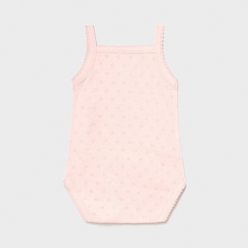 Body Con Bretelle Traforato Basico In Cotone Rosa Neonata MAYORAL 168R - MAYORAL - LuxuryKids
