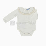 Body In Caldo Cotone Panna Con Collo Volant Neonati A&J 456 - A&J - LuxuryKids