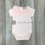 Body In Cotone Mezza Manica In Tinta Unita Rosa Con Collo Volant Neonata PATACHOU 2233053 - PATACHOU - LuxuryKids