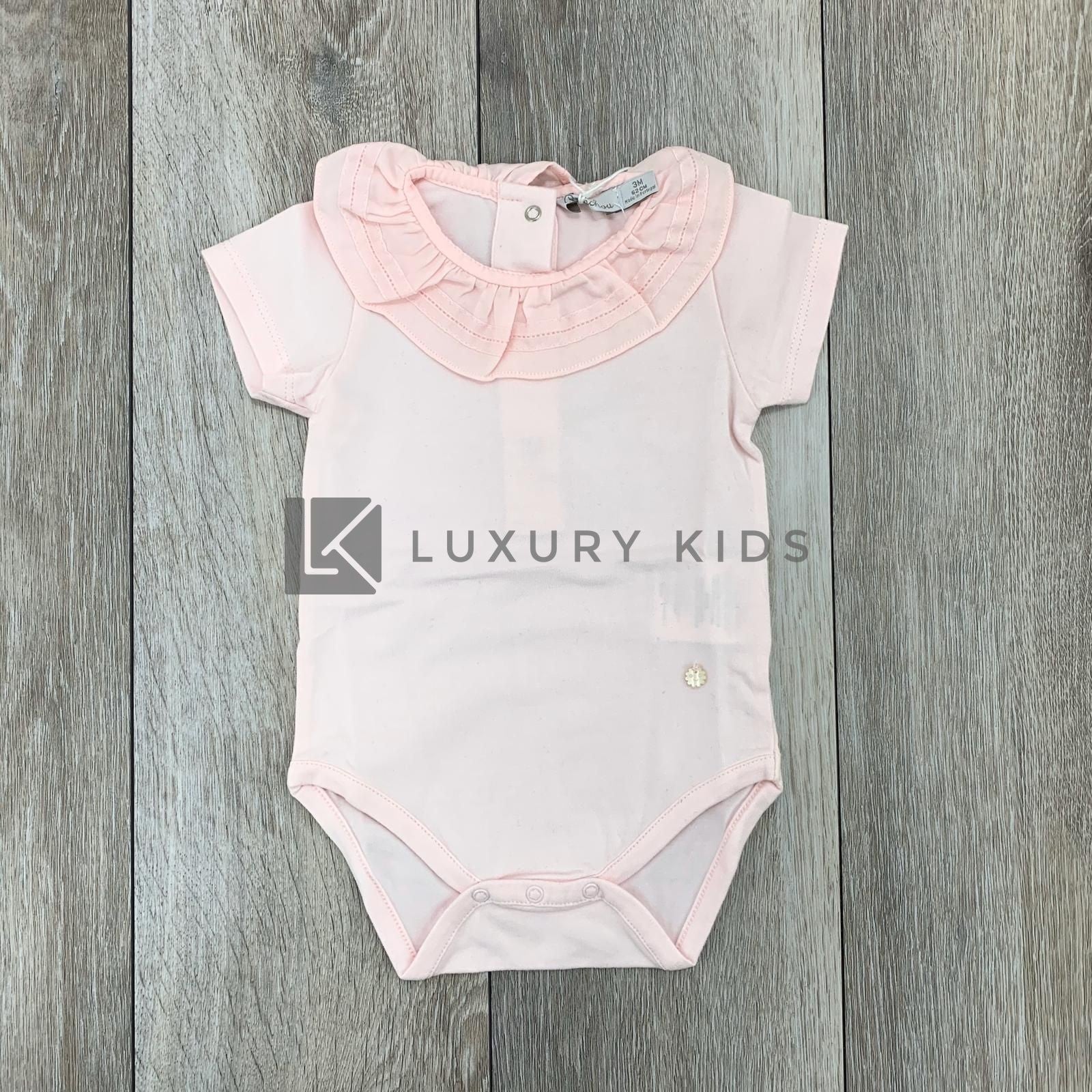 Body In Cotone Mezza Manica In Tinta Unita Rosa Con Collo Volant Neonata PATACHOU 2233053 - PATACHOU - LuxuryKids