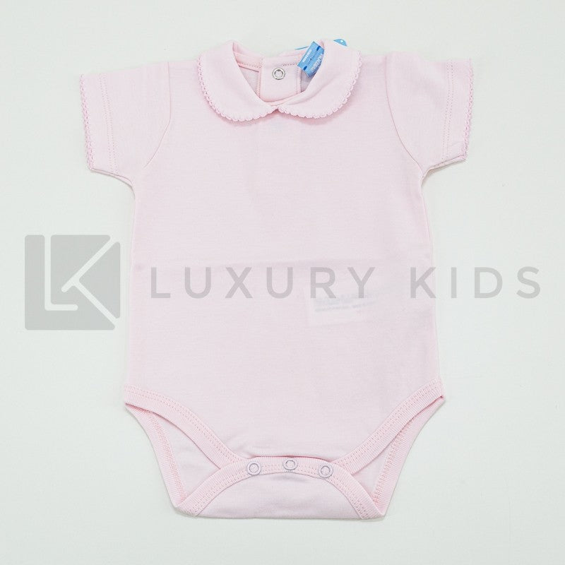Body In Cotone Mezza Manica In Tinta Unita Rosa Neonata SARDON LA408 - SARDON - LuxuryKids