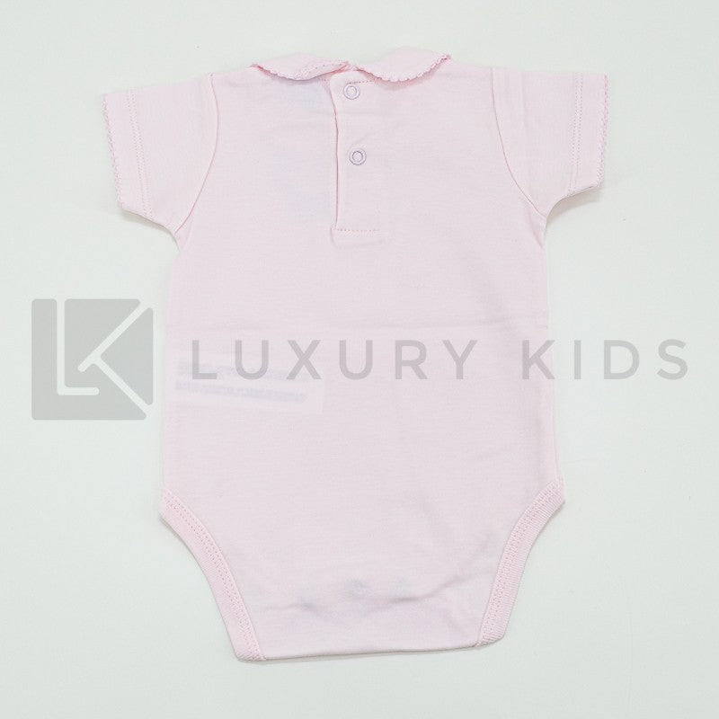 Body In Cotone Mezza Manica In Tinta Unita Rosa Neonata SARDON LA408 - SARDON - LuxuryKids