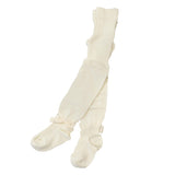 Calza caldo cotone con fiocco di velluto alla caviglia  neonata panna STORY LORIS 13826P - STORY LORIS - LuxuryKids