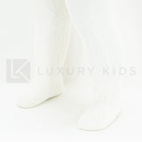 Calza caldo cotone traforata per neonati Panna STORY LORIS 13198P - STORY LORIS - LuxuryKids