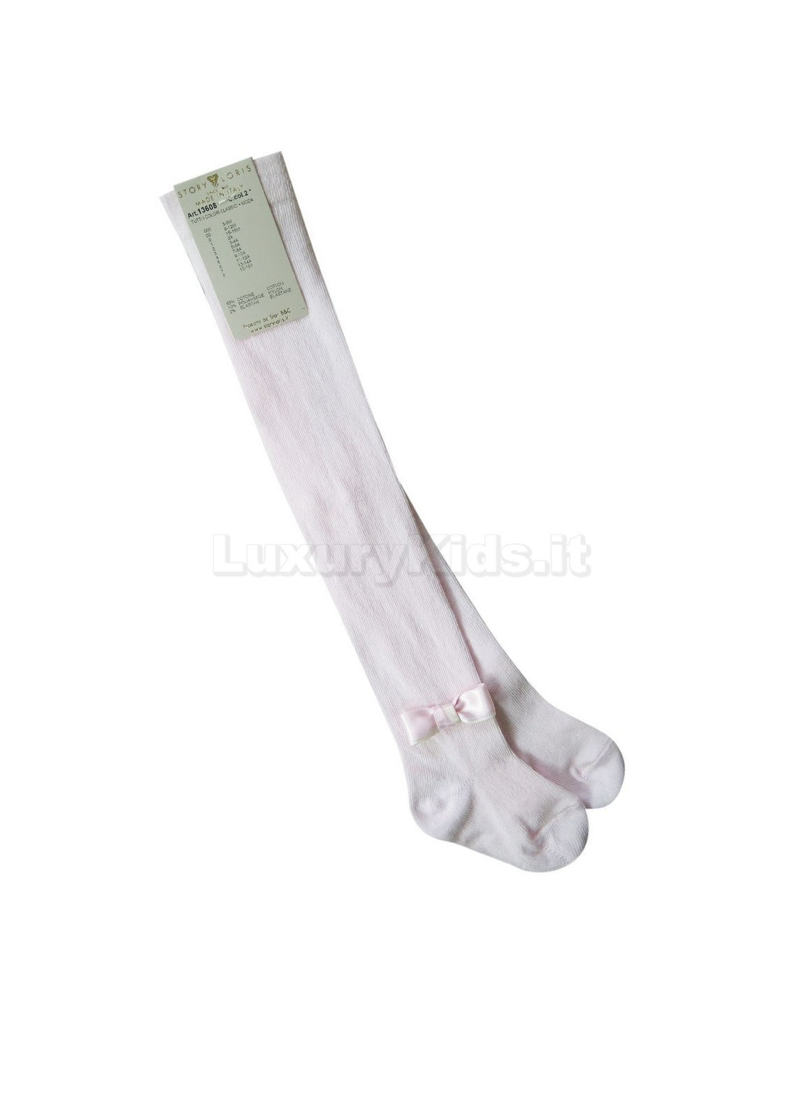 Calza in caldo cotone con fiocco Neonata rosa STORY LORIS 13608R-00 - STORY LORIS - LuxuryKids