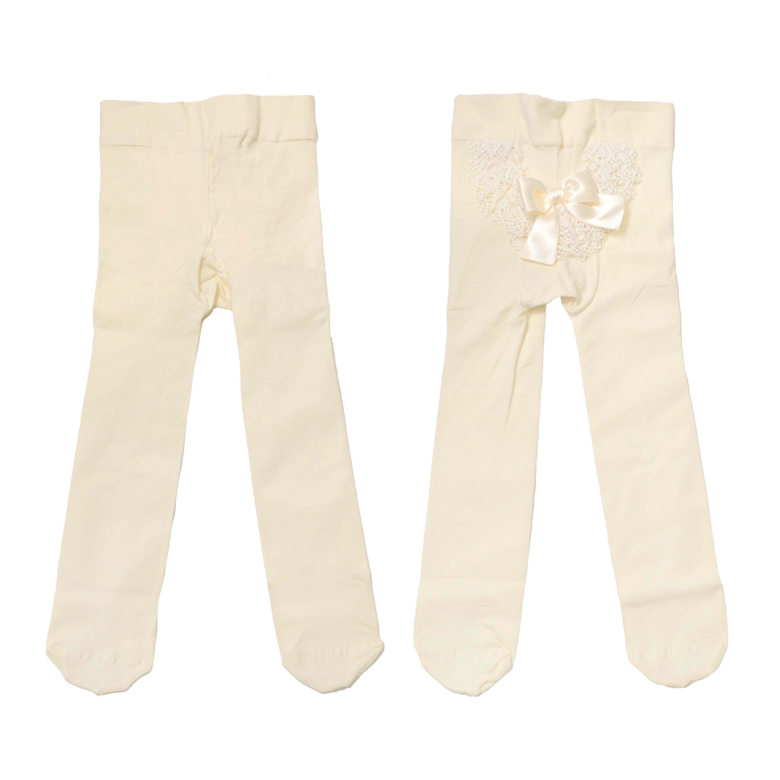 Calza in caldo cotone con rouches organza neonata panna STORY LORIS 13509 - STORY LORIS - LuxuryKids