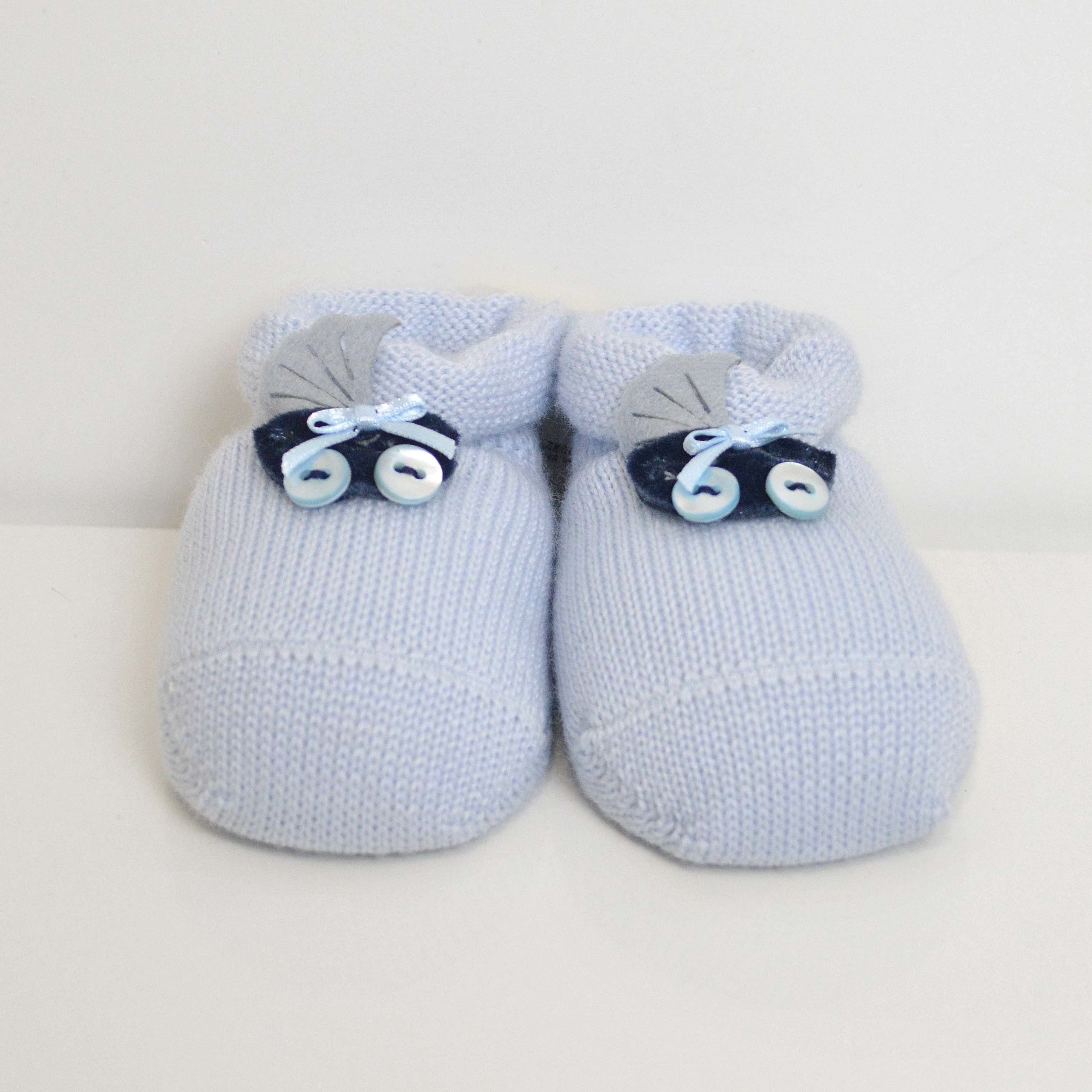 Calzini scarpetta in lana e carrozzina in pannolencio Neonato Celeste STORY LORIS 4921C-00 - STORY LORIS - LuxuryKids