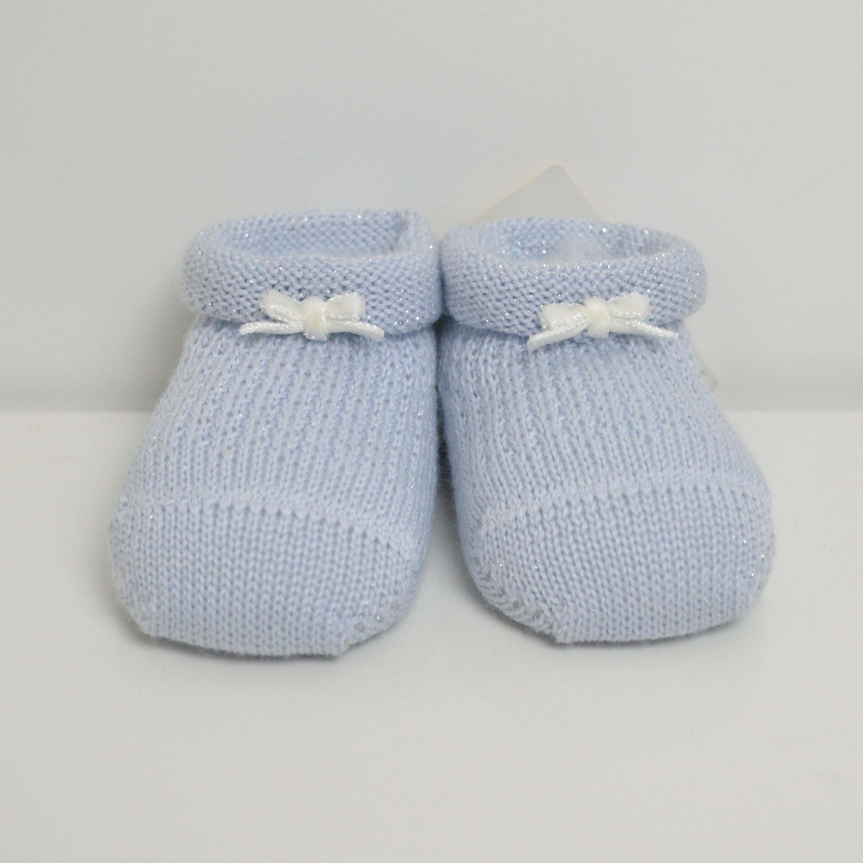 Calzini scarpetta in lana Made in italy Neonata Celeste   STORY LORIS 3033 - STORY LORIS - LuxuryKids