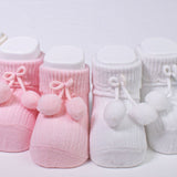 Calzino Scarpetta In Caldo Cotone Costine Con Pompon Neonati CARLOMAGNO 2839 - CARLOMAGNO - LuxuryKids