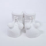 Calzino Scarpetta In Caldo Cotone Costine Con Pompon Neonati CARLOMAGNO 2839 - CARLOMAGNO - LuxuryKids
