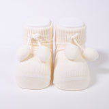 Calzino Scarpetta In Caldo Cotone Costine Con Pompon Neonati CARLOMAGNO 2839 - CARLOMAGNO - LuxuryKids