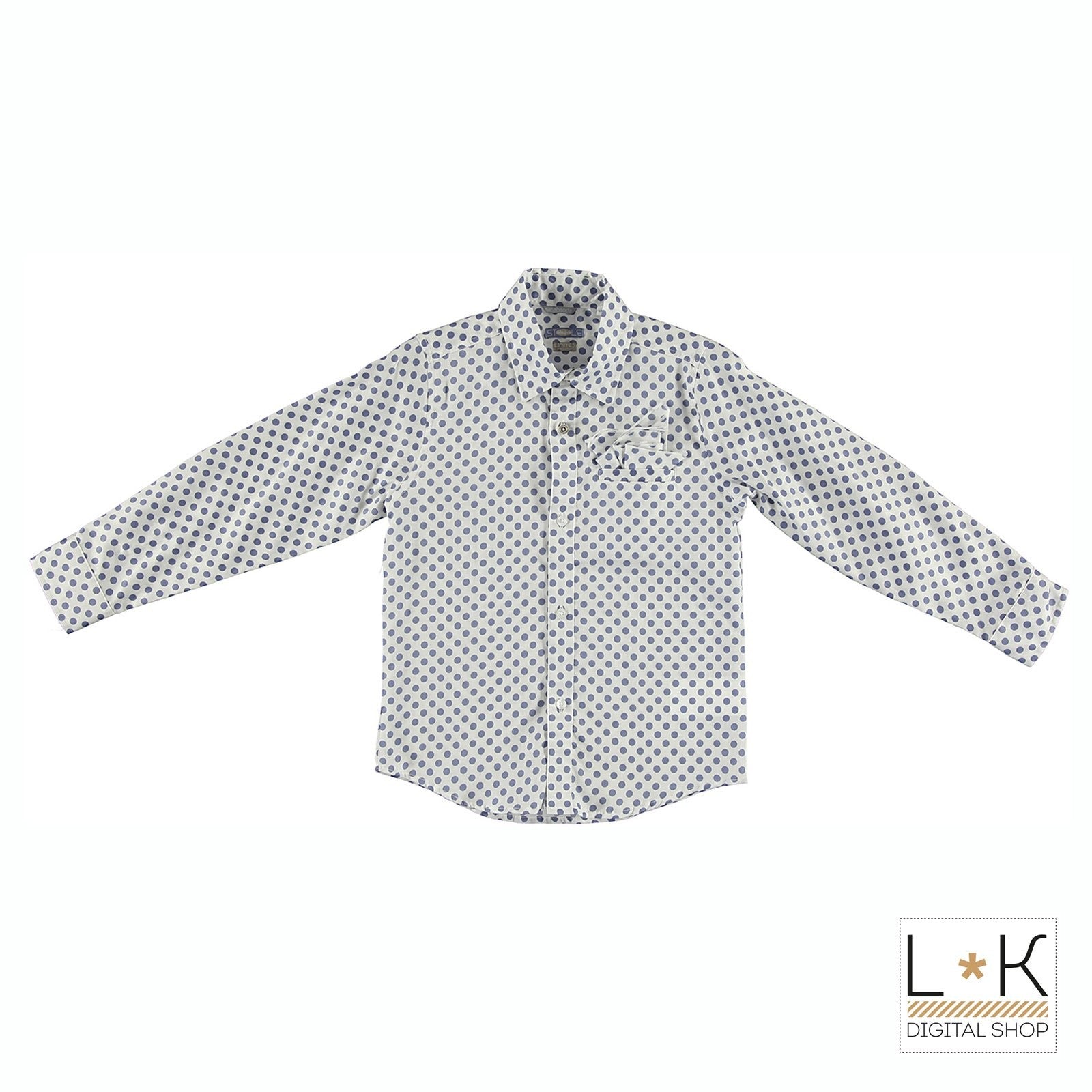 Camicia a Pois Blu Bambino Sarabanda Q310 - SARABANDA - LuxuryKids