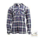 Camicia a Quadretti con Cappuccio Blu-Bianco-Rosa Bambina Sarabanda F470 - SARABANDA - LuxuryKids