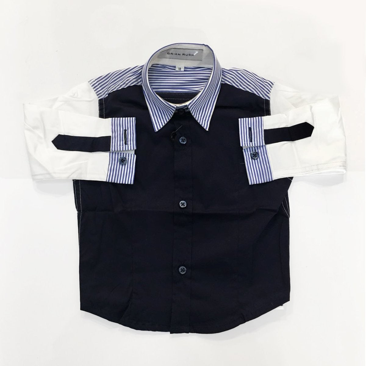Camicia a Tinta Unita con Collo a Righe Bambino Brian Rush GRANDMULTICOLOR - BRIAN RUSH - LuxuryKids