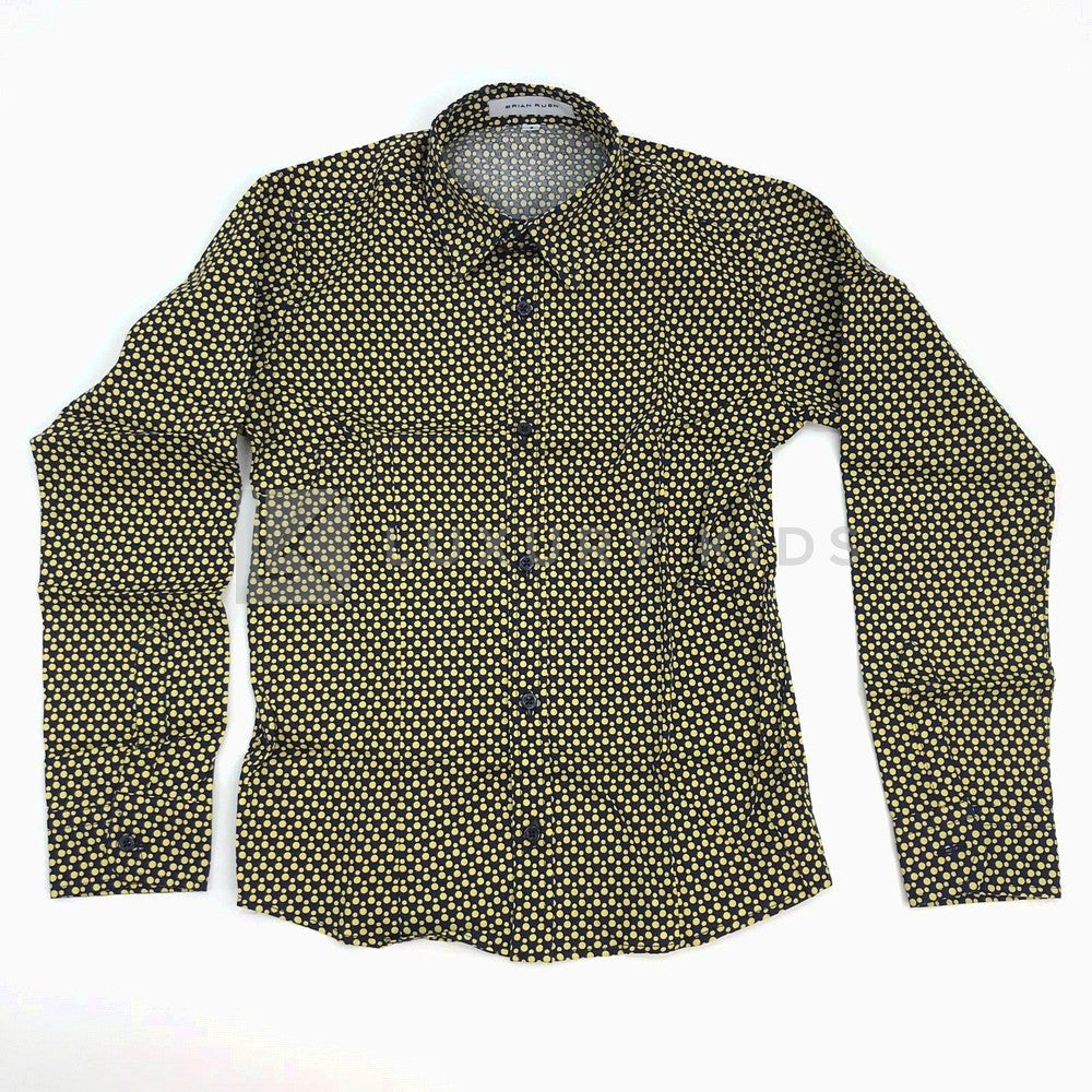 Camicia Blu a  Pois Senape Bambino Brian Rush BR00715B - BRIAN RUSH - LuxuryKids