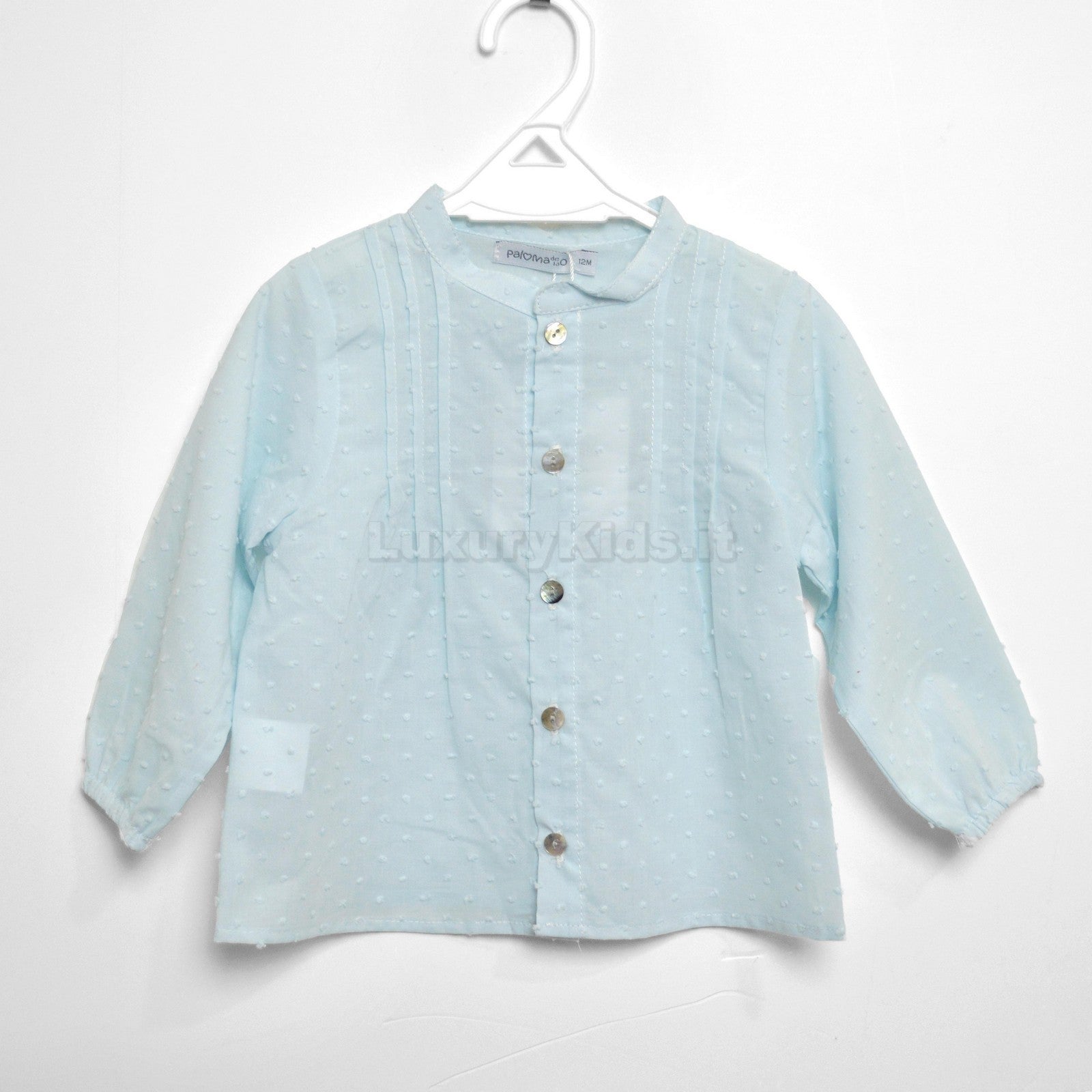 Camicia Elegante Collo Coreano Celeste Per Bambino Paloma de la O EI8CM1 - PALOMA DE LA O - LuxuryKids