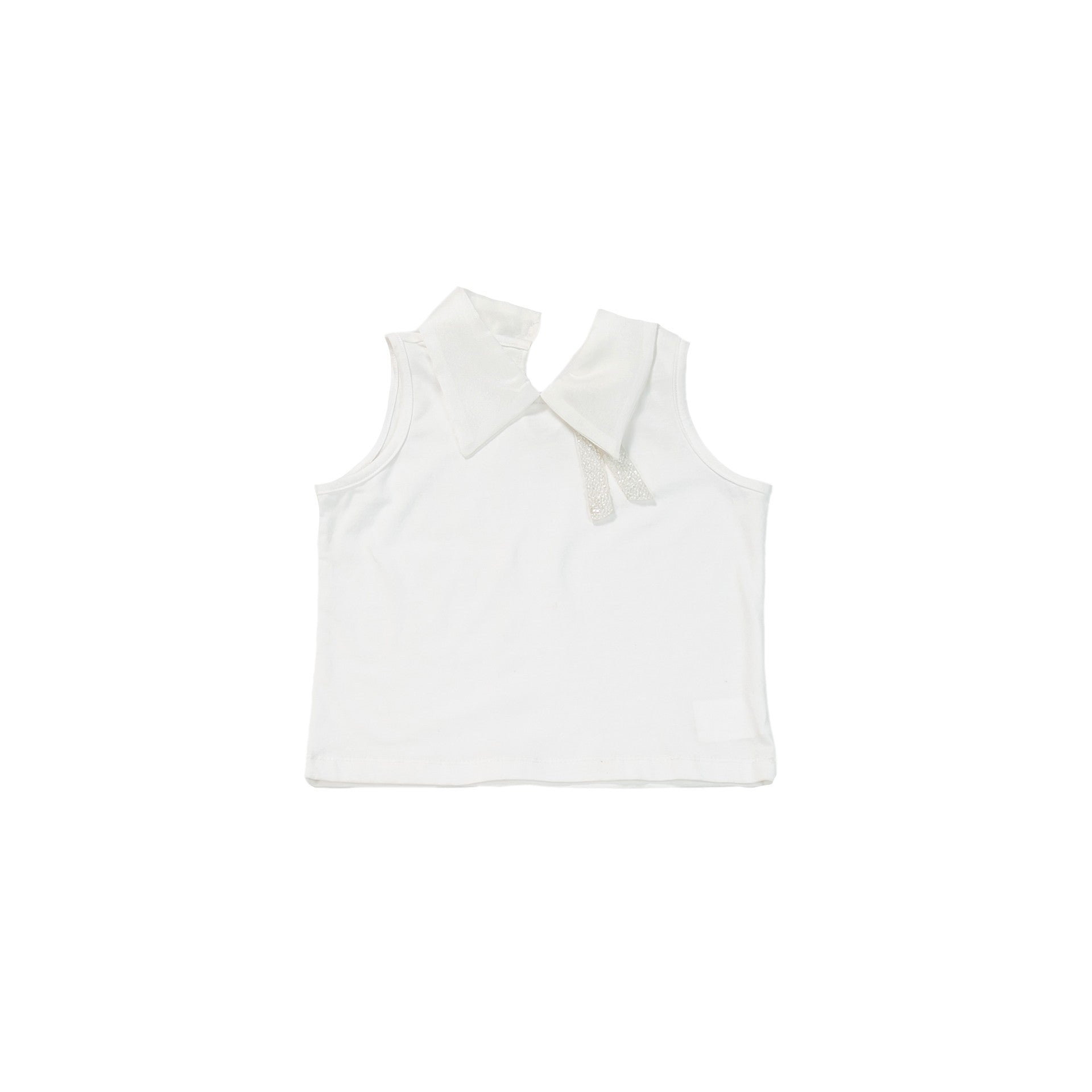 Camicia In Cotone Bianca Con Collo In Seta Bambina Fun&Fun FNCJTP1030 - FUN&FUN - LuxuryKids