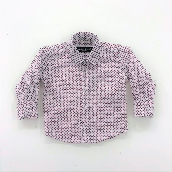 Camicia In Cotone Bianca-Rossa Fantasia Stelle Neonato Manuell & Frank MF3042N - MANUELL&FRANK - LuxuryKids