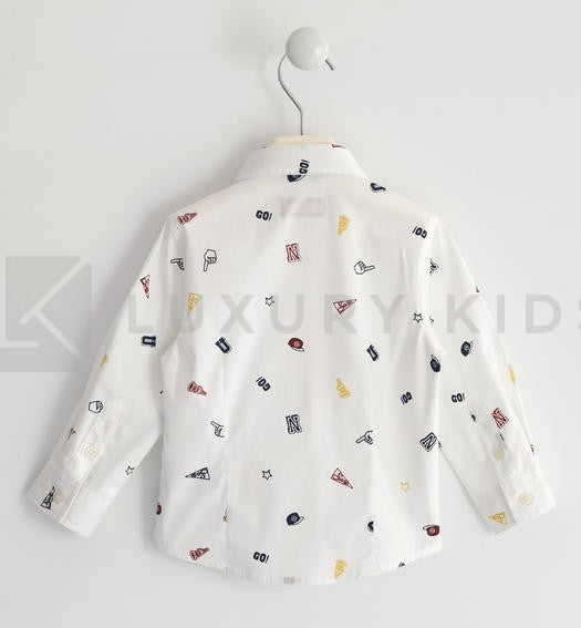 Camicia In Cotone Stampa All Over Disegni Neonato Sarabanda K112 - SARABANDA - LuxuryKids