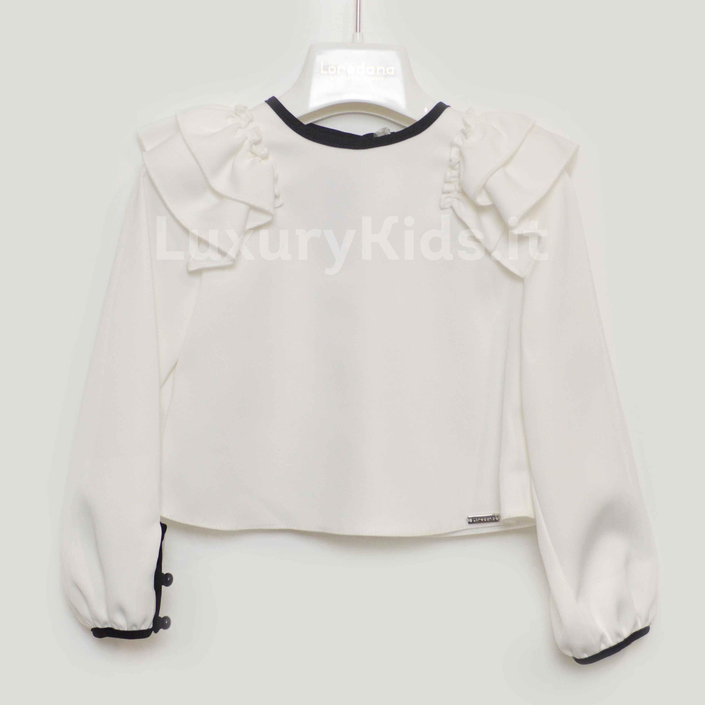 Camicia manica lunga  e ruches Elegante Moda Bambina LOREDANA 7168 - LOLO' - LuxuryKids