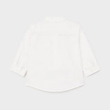 Camicia Manica Lunga In Lino Bianca Con Microfantasia Neonato MAYORAL 1119 - MAYORAL - LuxuryKids