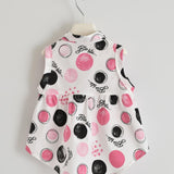 Camicia smanicata con fantasia scritte e pois per bambina da 18 mesi a 4 anni Sarabanda W562 - SARABANDA - LuxuryKids
