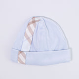 Cappello In Ciniglia Azzurro Con Fascia A Quadroni Neonato LA SARTORIA DEI PICCOLI LK356 - LA SARTORIA DEI PICCOLI - LuxuryKids