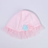 Cappello In cotone Rosa Con Balza In Tulle Neonata Ninnaoh E20130 - NINNAOH - LuxuryKids