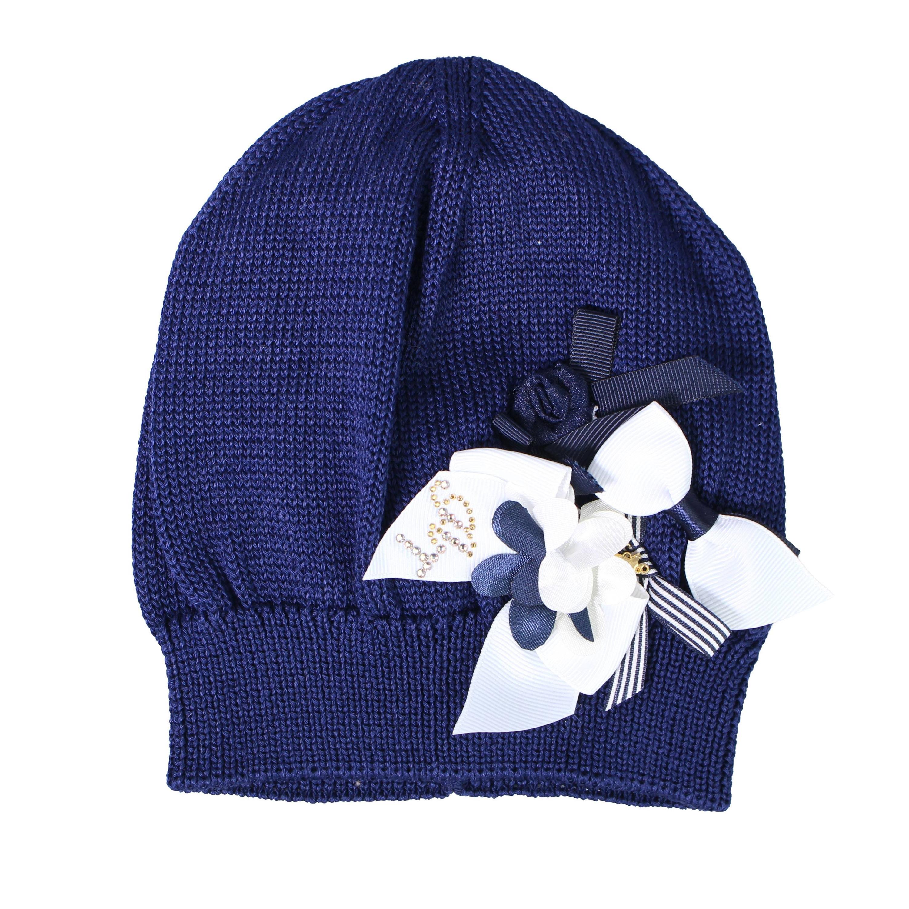 Cappello in Filo Con Fiochi Neonata Blu IL TRENINO 6995 - IL TRENINO - LuxuryKids