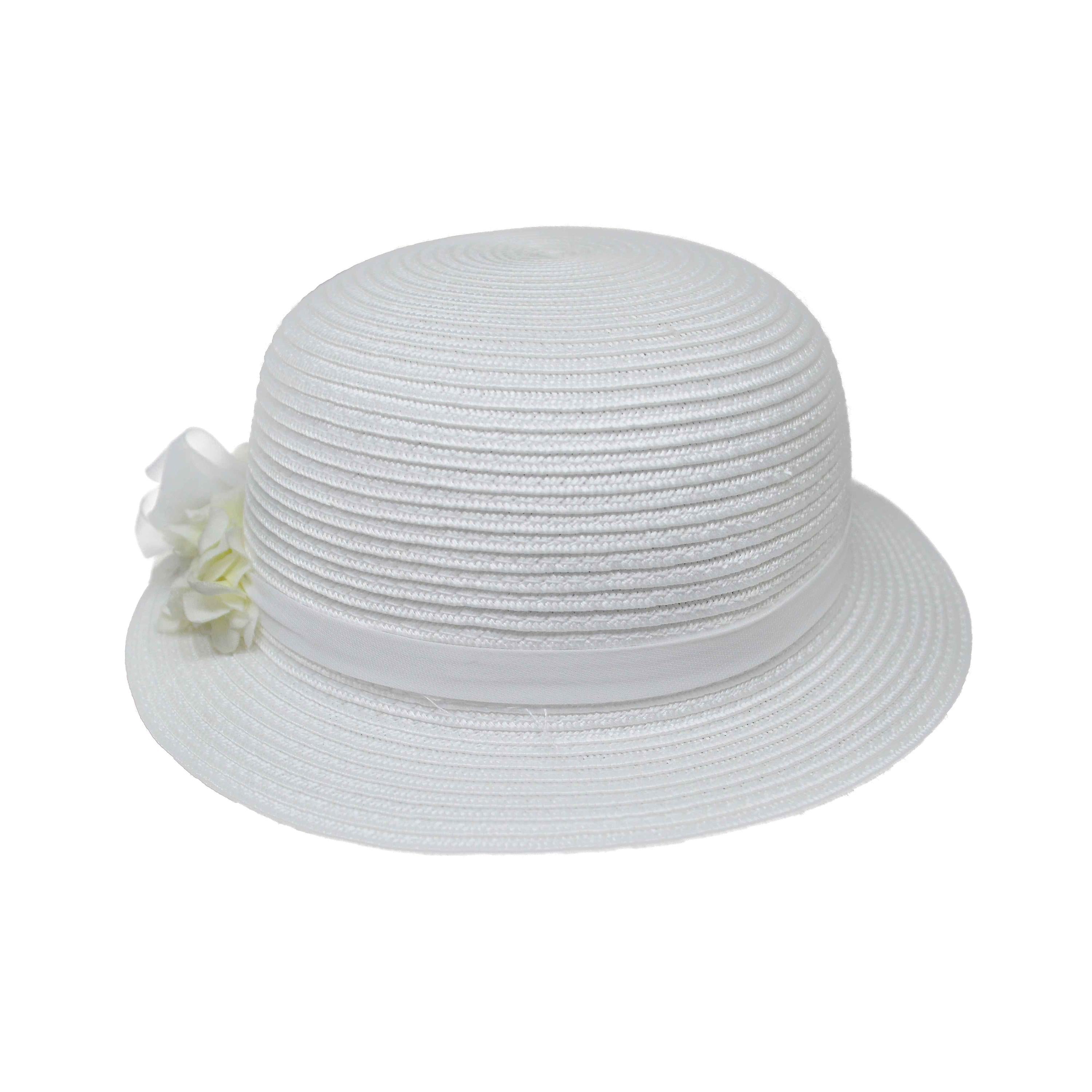 Cappello In Rafia Bianco Con Fiori Neonata Il Trenino CAP04 - IL TRENINO - LuxuryKids