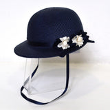 Cappello In Rafia Blu Con Fiori Laterali Neonata Il Trenino CAP01 - IL TRENINO - LuxuryKids