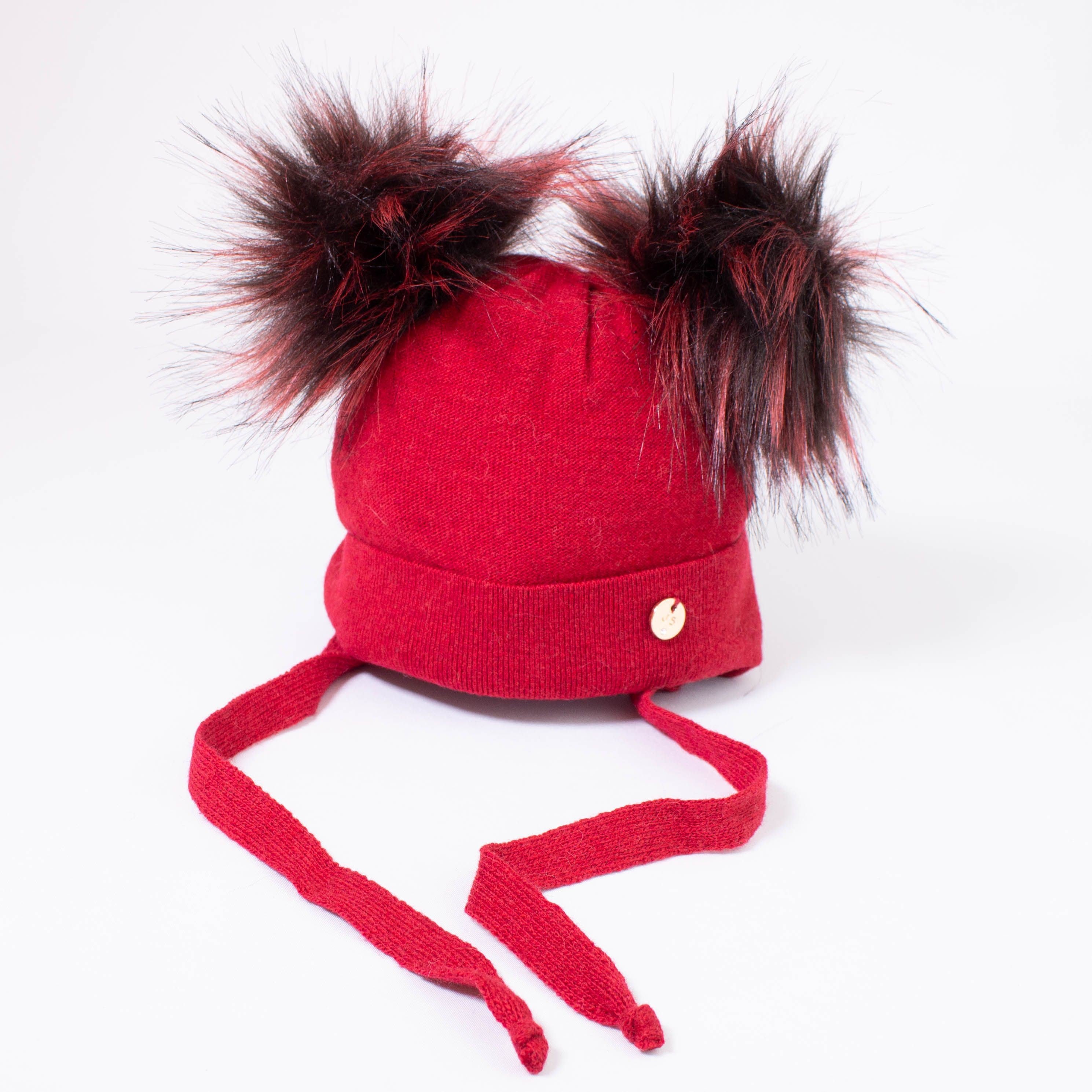 Cappello Misto Con Pom Pon Laterali Lana Rosso Bambina JAMIKS JZD229 - JAMIKS - LuxuryKids
