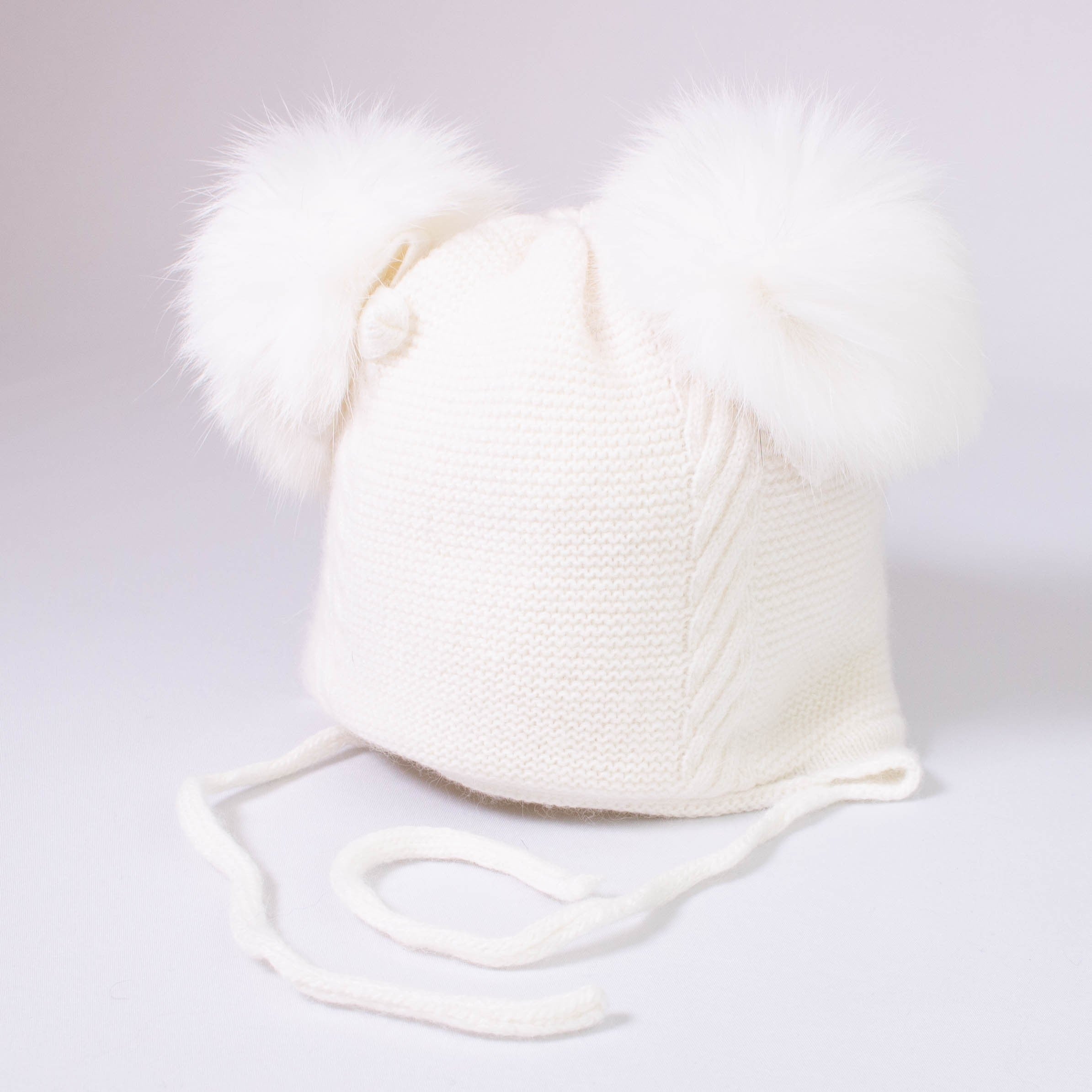 Cappello Misto Lana Con Pompon Panna Neonata Jamiks JZD065 - JAMIKS - LuxuryKids
