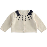 Cardigan con Pois Ricamati In Misto Lana Neonata MINIBANDA 1714 - MINIBANDA - LuxuryKids