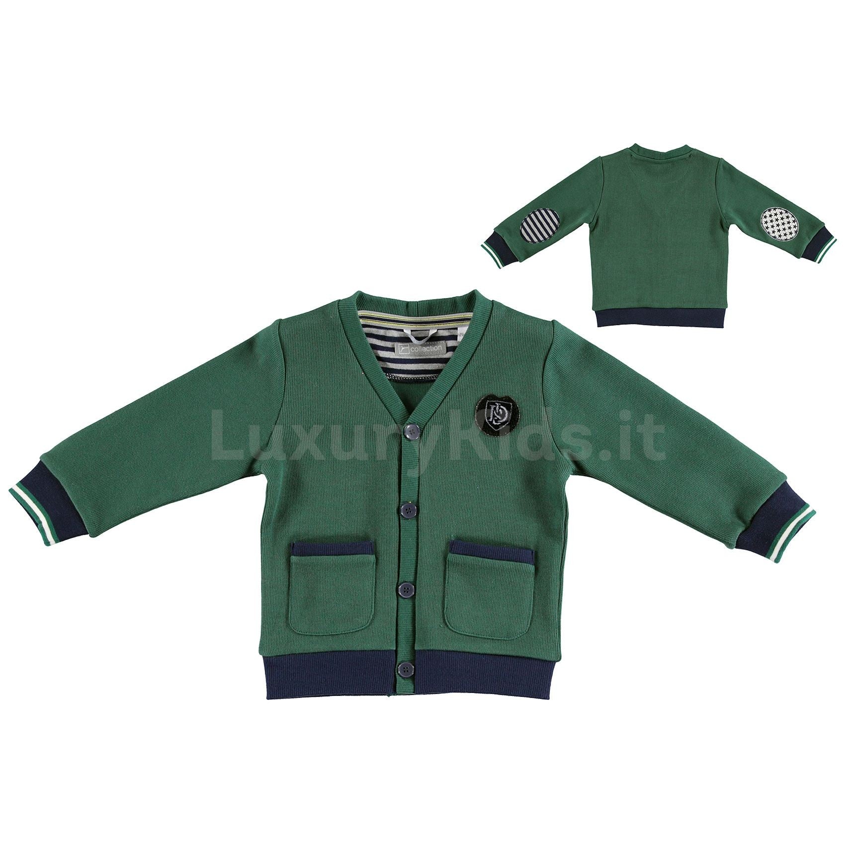 Cardigan in Felpa Verde Neonato Sarabanda V128 - SARABANDA - LuxuryKids