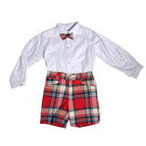 Completo3PezziScozzeseRossoBambinoYOEDU4020Luxurykids