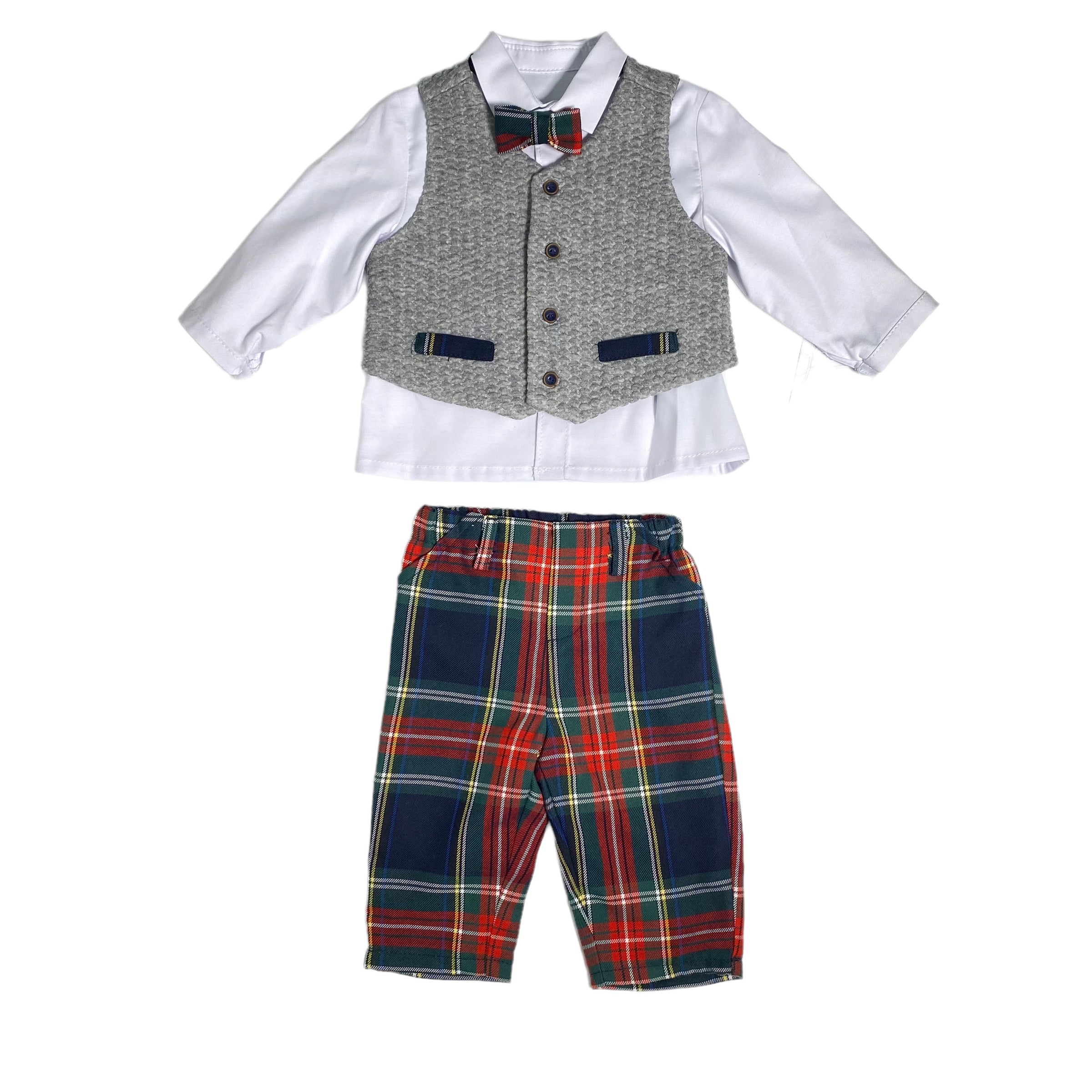 Completo4pezziEleganteScozzeseNeonatoYOEDU2859Luxurykids