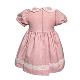 Abito Mezza Manica In Caldo Cotone Rosa Con Pizzo Neonata NINNAOH I2241 - NINNAOH - LuxuryKids