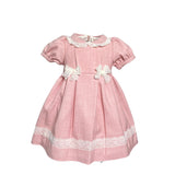 Abito Mezza Manica In Caldo Cotone Rosa Con Pizzo Neonata NINNAOH I2241 - NINNAOH - LuxuryKids