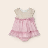 Abito Smanicato Con Culotte In Misto Lino E Tulle Neonata MAYORAL 1819 - MAYORAL - Luxury Kids