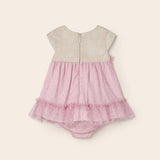 Abito Smanicato Con Culotte In Misto Lino E Tulle Neonata MAYORAL 1819 - MAYORAL - Luxury Kids